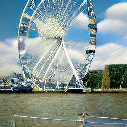 generated: a view of the Milllenium Wheel from the Thames #1